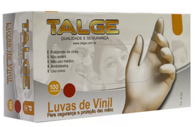Luvas de Vinil Talge cor transparente com Pó – 100 unidades